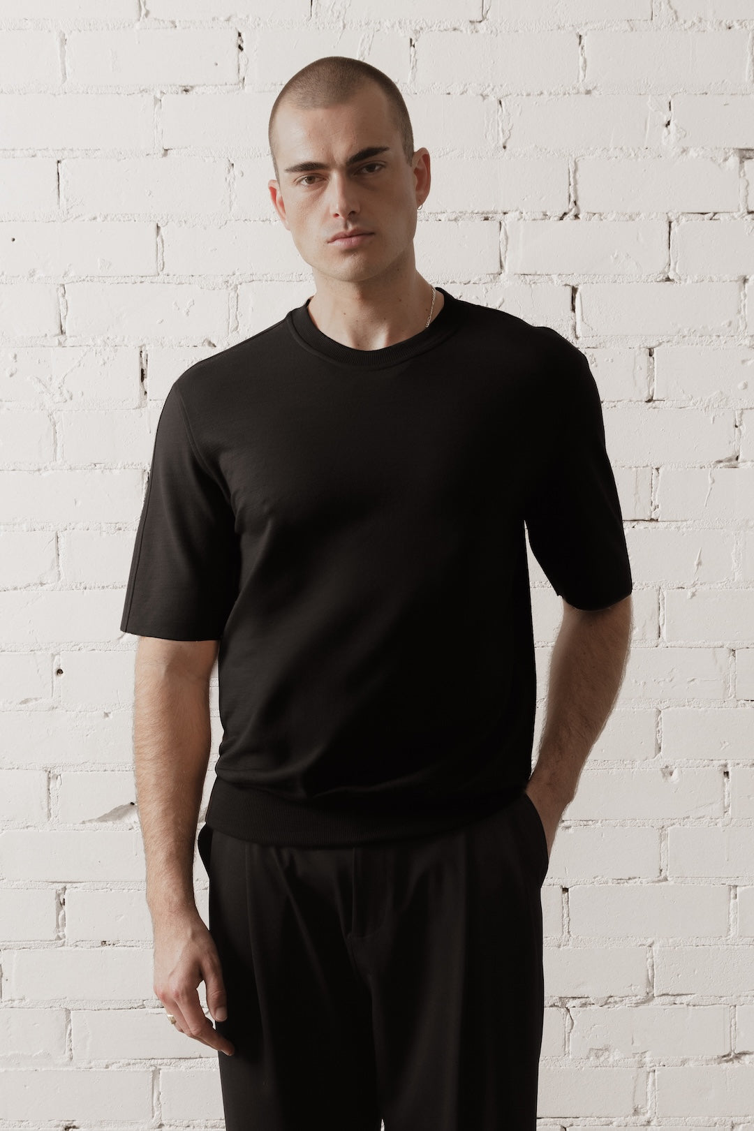 Men’s Short Sleeve Merino Sweatshirt - Black