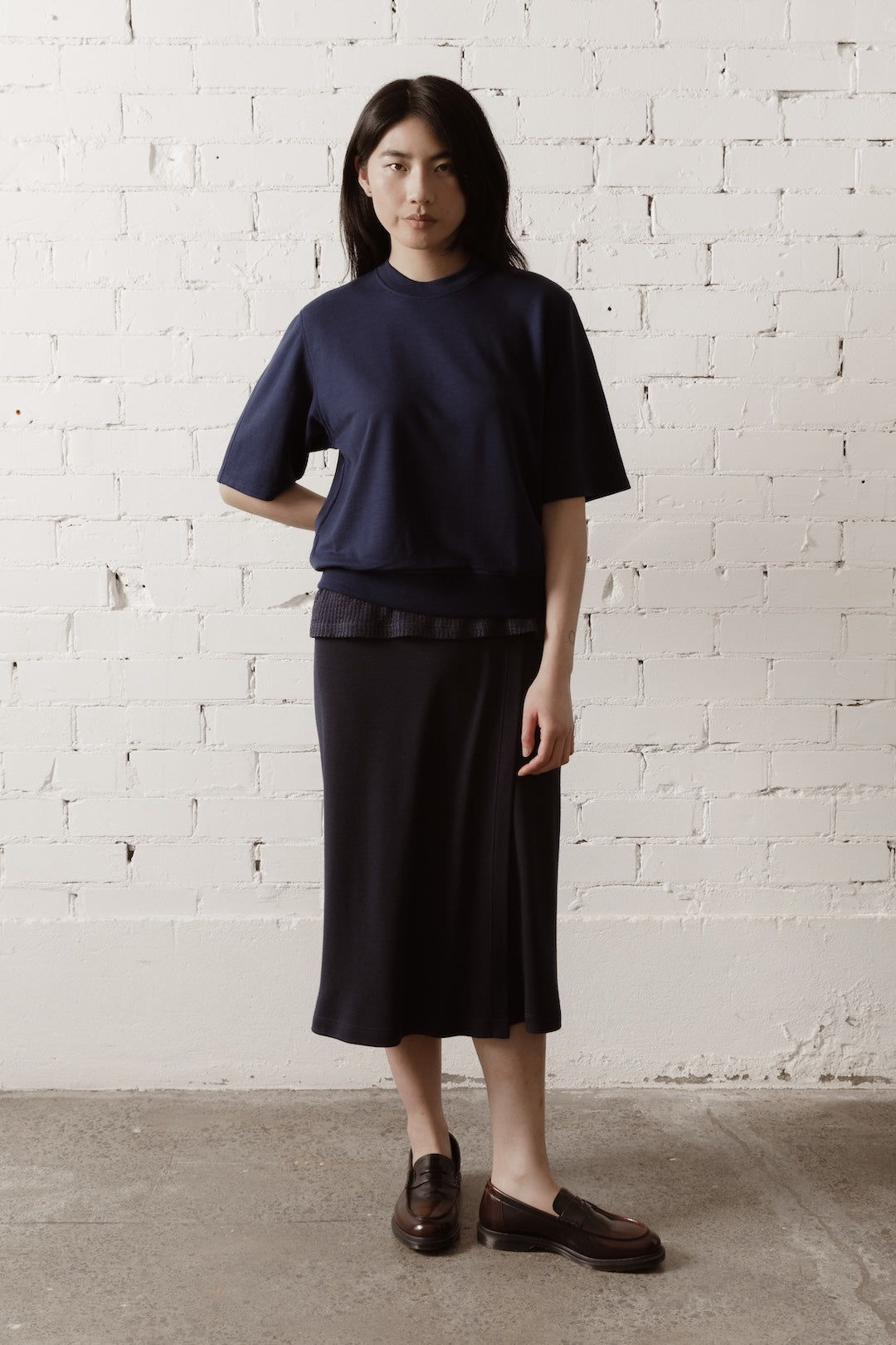 Women’s Short Sleeve Merino Sweatshirt - Navy