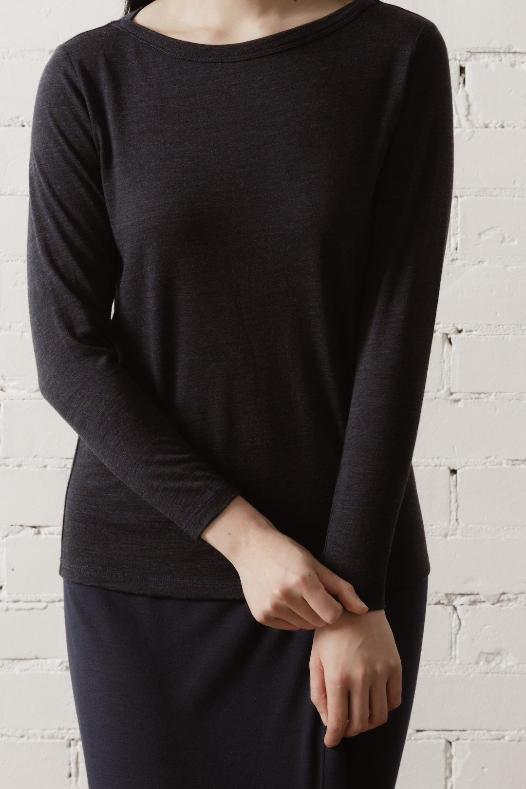 Women's Longsleeve Merino Tee - Navy Heather (Pre-order)