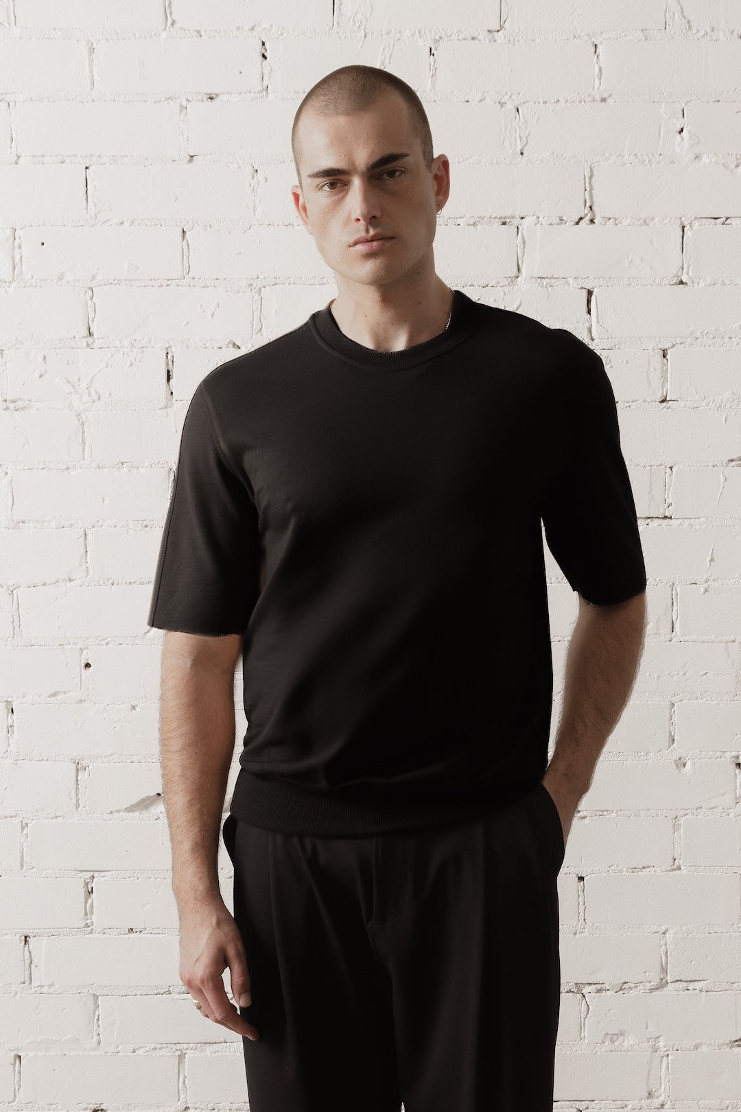 Men’s Short Sleeve Merino Sweatshirt - Black
