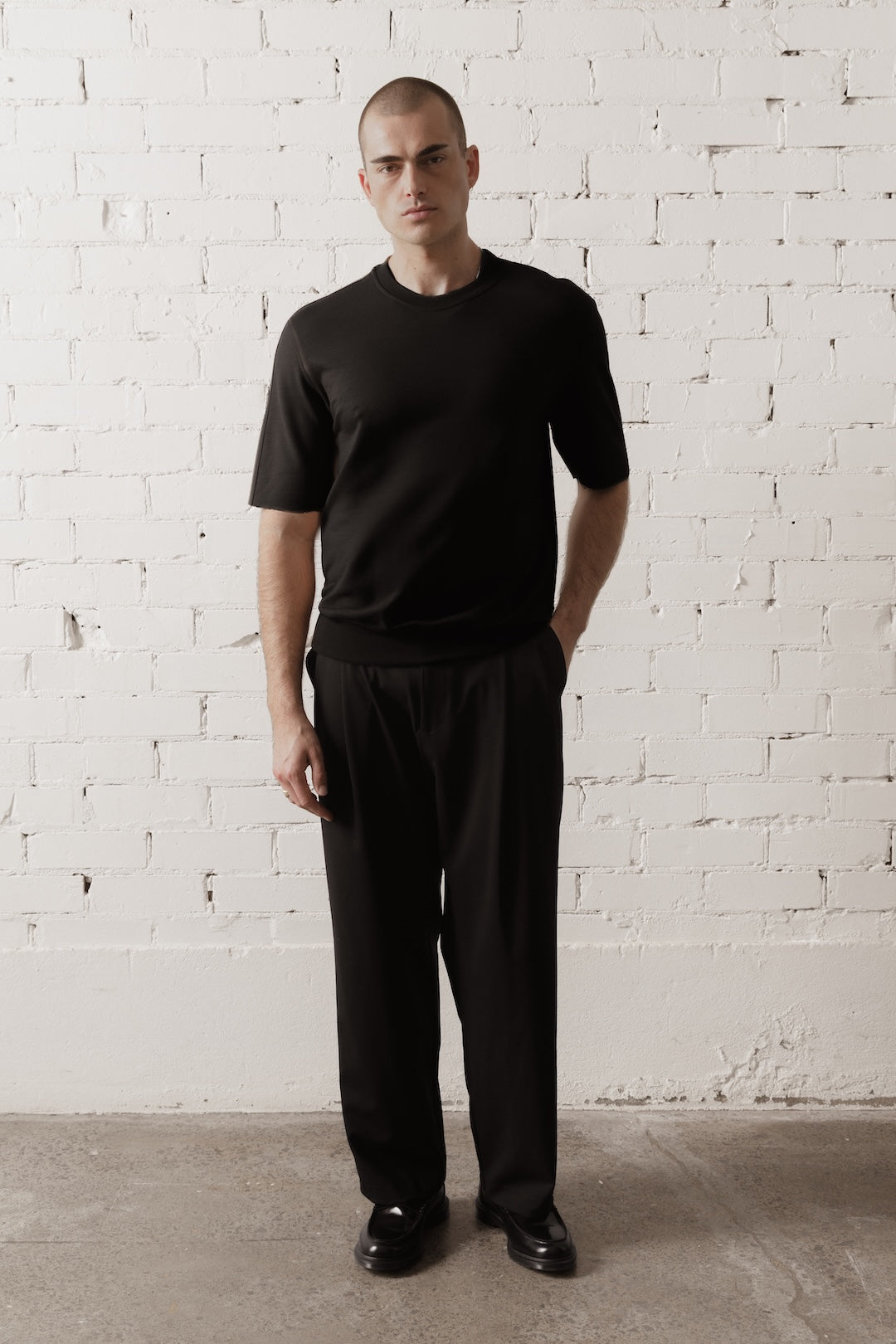 Men’s Short Sleeve Merino Sweatshirt - Black
