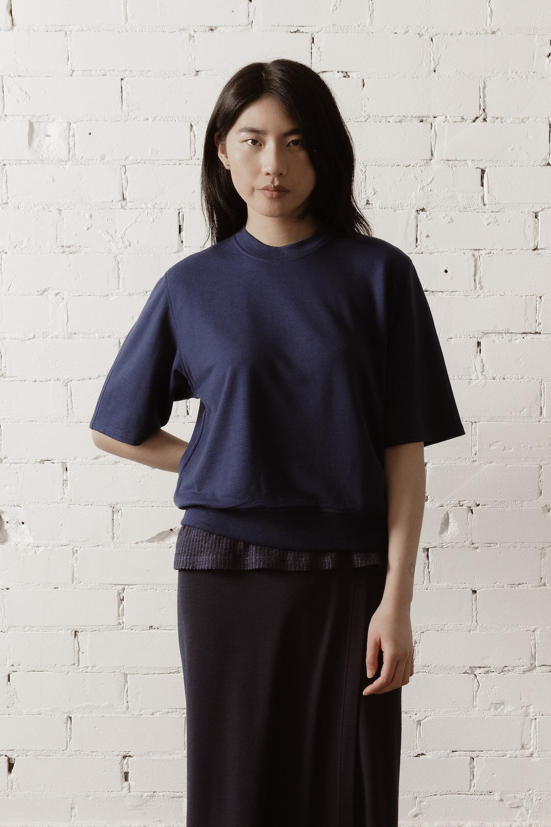 Women’s Short Sleeve Merino Sweatshirt - Navy
