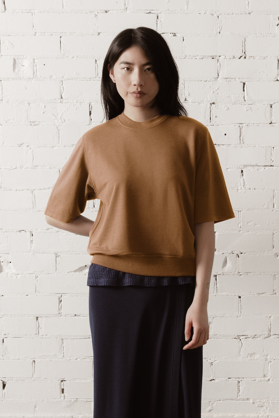 Women’s Short Sleeve Merino Sweatshirt - Saffron